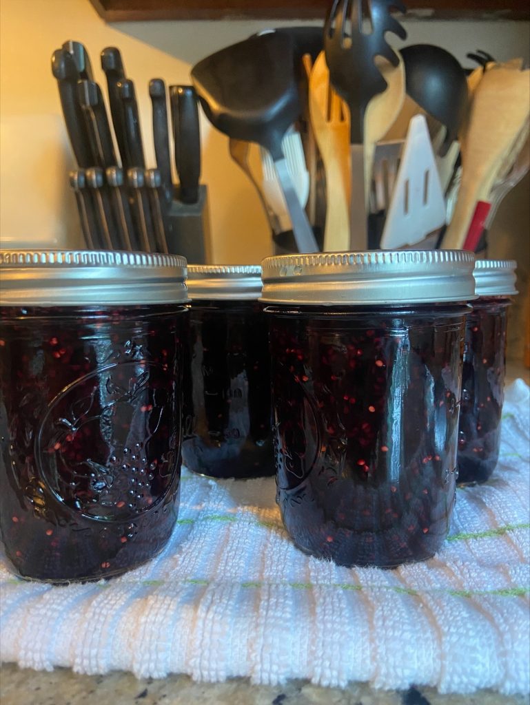 Finished jam in sealed jars